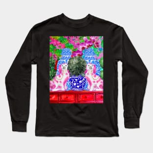 Staffordshire dogs in chinoiserie interior Long Sleeve T-Shirt